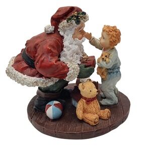 Winterland Collection Christmas Figurine Santa with Boy and Bear Resin‎ 1997